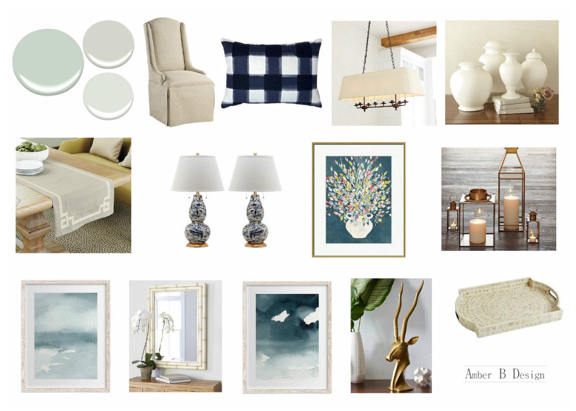 A collage of pictures and furniture in the home.