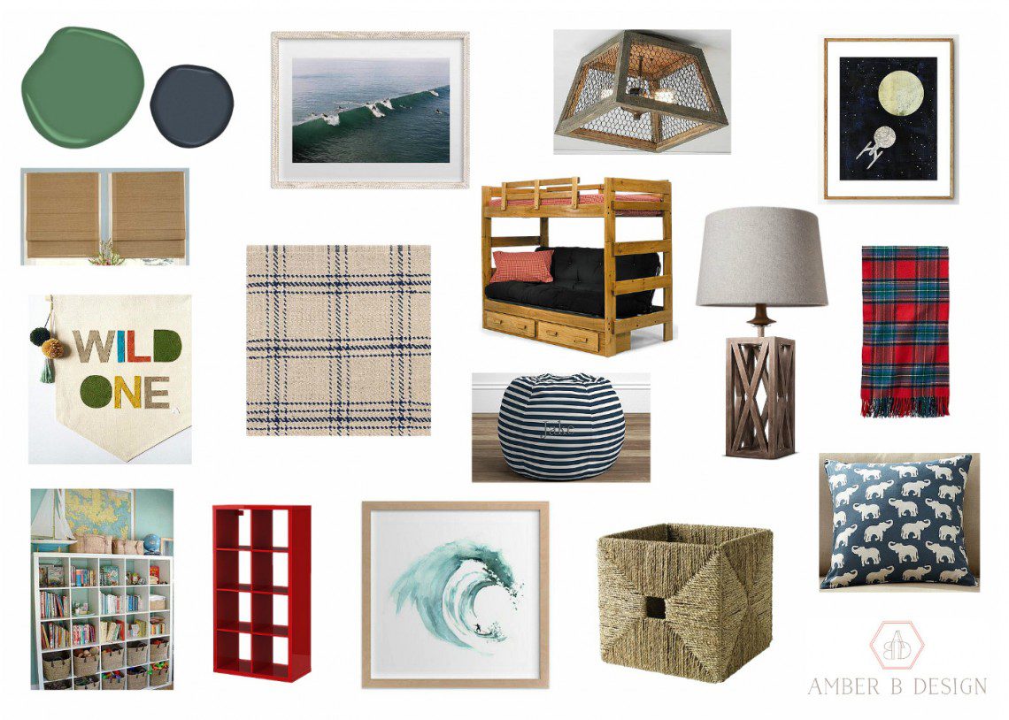 A collage of pictures and furniture items.
